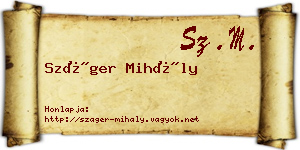 Száger Mihály névjegykártya